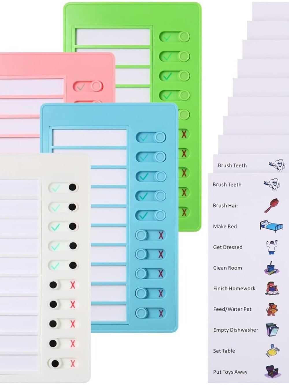 4 Pieces Chores Chart for Kids Chore Chart, Sliding Routine Chart to Do List, My